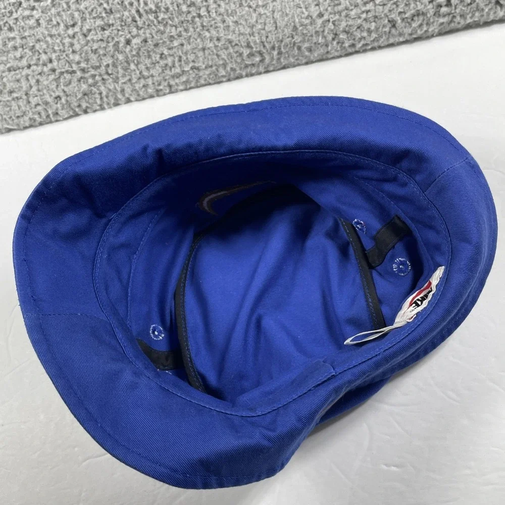 Vintage Nike Bucket Hat Womens Blue Brown Logo Cotton Outdoor Hiking 90s Y2K